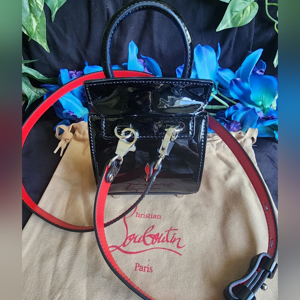 Authentic Christian Louboutin Black Patent Leather Mini Bag